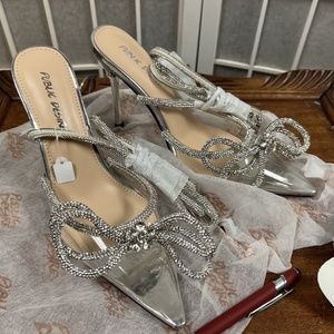 Public Desire,Woman,Fancy party shoes, Sz 5, high heels, plexiglass, Crystals.!